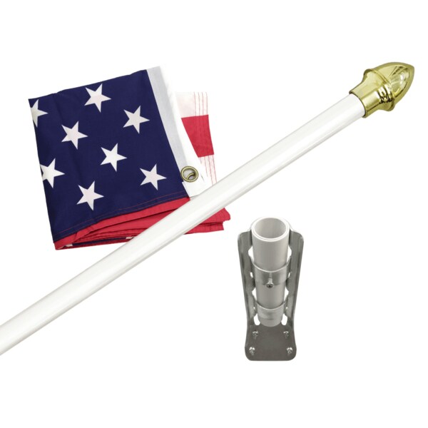 Global Flags Unlimited White Aluminum Flagpole Kit 208291 Zoro